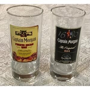 Set Of 2 Captain Morgan Rum Highball Glasses 6.25”